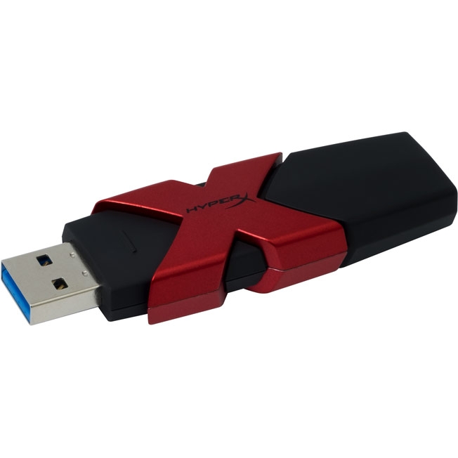Флэш-накопитель 64 GB Kingston HyperX Savage USB (черно-красный, пластик, 180 MB/s 350 MB/s 76x24x12 мм, коннектор закрывается колпачком, ударопрочная