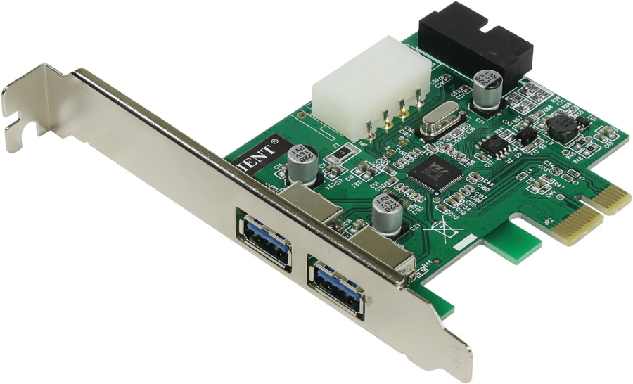 Контроллер USB 3.0 ORIENT VA-3U2219PE (PCI Express 1x, 2 внешних порта USB3.0, один внутренний 19-pin, чипсет VIA VL805, OEM)