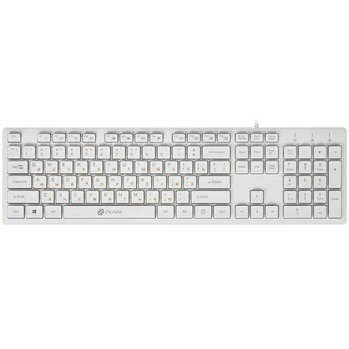 Клавиатура Oklick 500M (белый, USB, мембранная, 1.5 м, 104 кл., полноразмерная) [ 1061586 ]