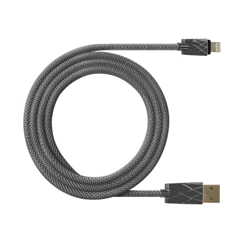 Кабель USB (M) - Lightning 8 pin DF iMetal-01 (black) (черный, металлическая оплетка, 1 м) [ 4660043016589 ]