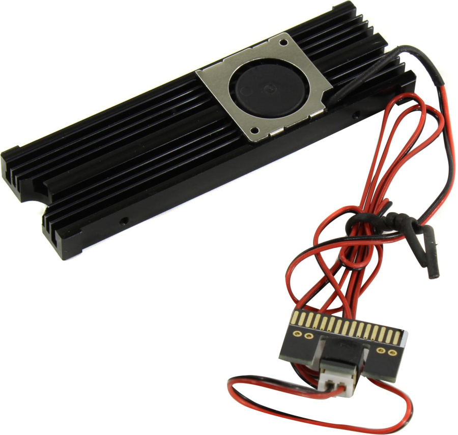 Кулер для SSD Espada ESP-R3 (1 вентилятор, 2-pin, двухсторонний алюминиевый радиатор чёрного цвета, для накопителей формата M.2 2280, термопрокладка в