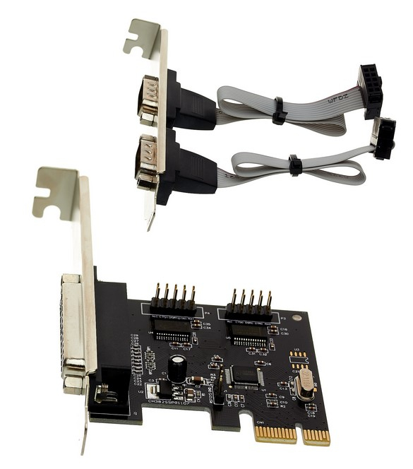 Контроллер мультипортовый Exegate EXE-303 (PCI Express 1x, 2xCOM + 1xLPT, WCH CH382L) [ EX281226RUS ] (OEM)