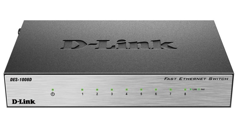 Коммутатор неуправляемый D-Link DES-1008D/L2B (8x10/100 x LAN) Металлический Внешний (Auto-sensing, Stand-alone, Unmanaged, 1K MAC addresses) [ DES-10