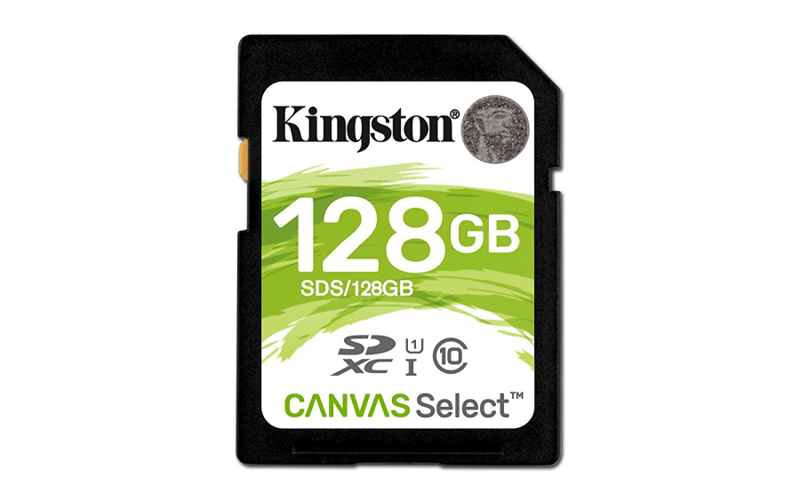 Флэш-карта SDXC 128 GB Kingston Canvas Select (Class 10 UHS-I U1, 80 MB/s 45 MB/s черно-зеленый) [ SDS/128GB ]