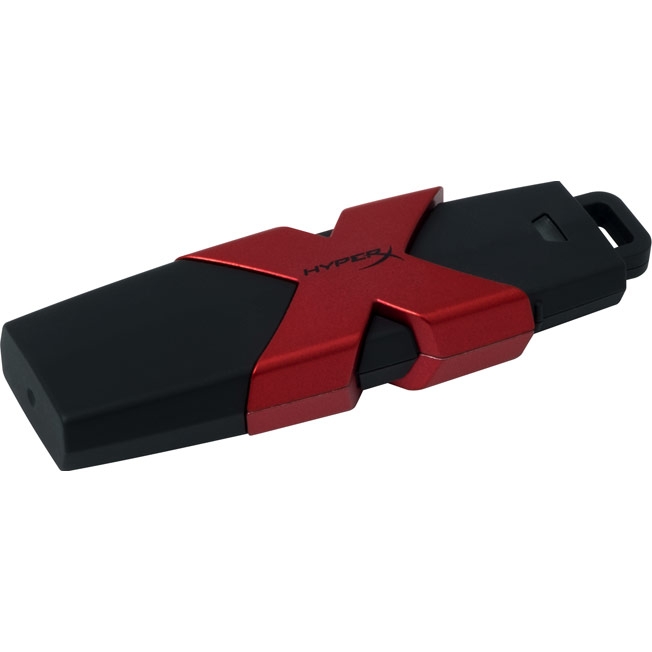 Флэш-накопитель 64 GB Kingston HyperX Savage USB (черно-красный, пластик, 180 MB/s 350 MB/s 76x24x12 мм, коннектор закрывается колпачком, ударопрочная