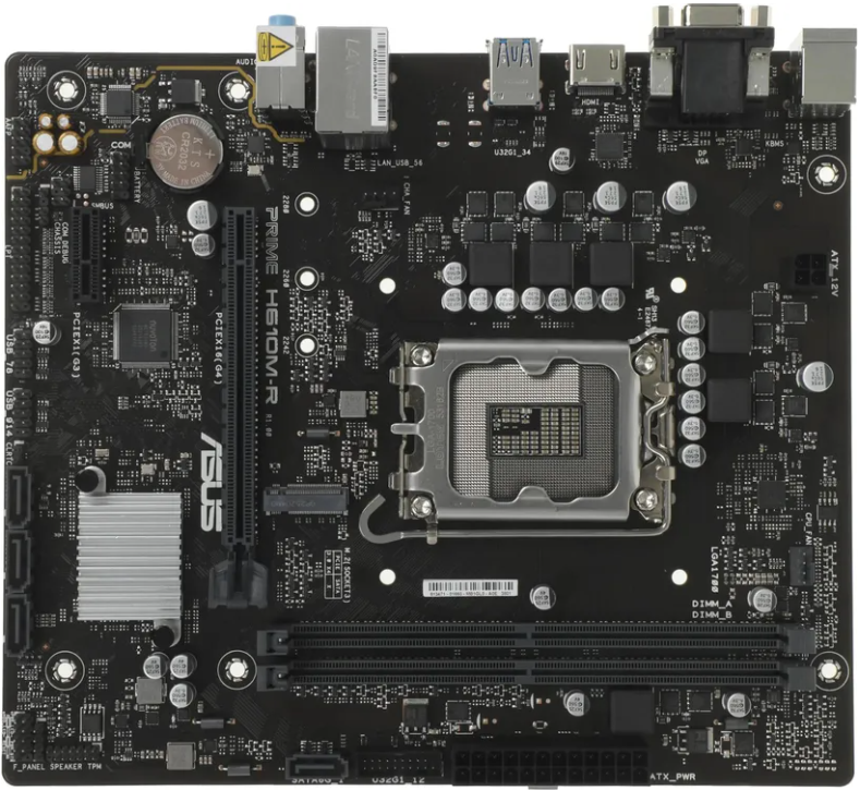 Материнская плата ASUS PRIME H610M-R-SI OEM (Intel H610, S-1700, mATX, 2xDDR5-5600, 4xSATA, 1xM.2, 1xPCIEx16, 1xPCIEx1, 1Gb, D-SUB/HDMI/DP)