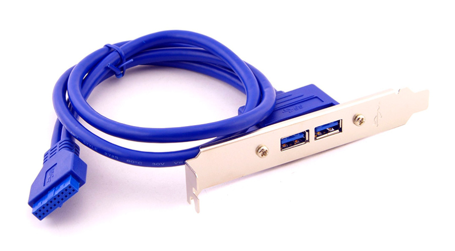 Планка USB-порта USB3.0 2 ports (серебристый, 2 порта,со шлейфом для подключения к материнской плате)