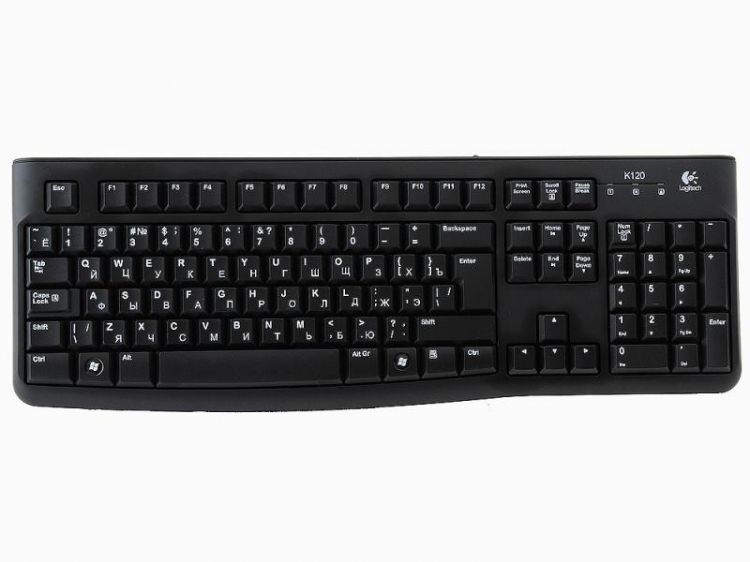 Клавиатура Logitech K120 (For Business) (черный, USB, мембранная, 1.5 м, 105 кл., полноразмерная, влагозащищенная) [ 920-002522/920-002583 ]