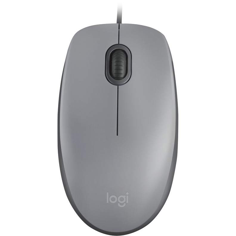 Мышь Logitech M110 Silent Mid Grey (серый, USB, оптика, 1000 dpi, 3 кл., 1.8 м, симметричный дизайн) [ 910-005490 ]