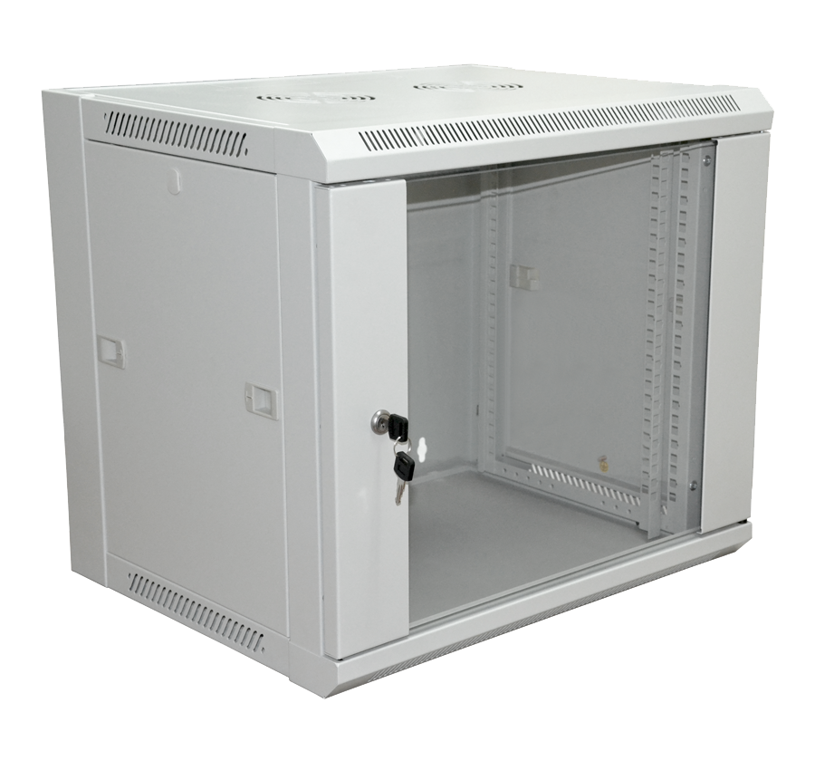 Шкаф монтажный настенный (6U) NTSS [ NTSS-W6U6045GS-2 ] (cо стеклянной дверью  600х450х370 мм, серый)