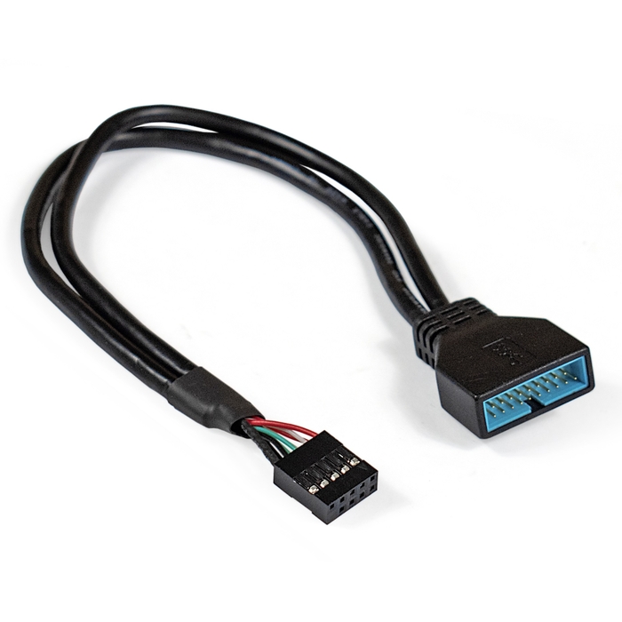 Кабель-переходник USB-порта ExeGate EX-CC-U3U2-0.3 [ EX284940RUS ] (черный, к порту мат.платы USB2.0 9pin(F) -->USB3.0 19pin(M) , 30 см)