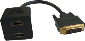 Разветвитель DVI-D-сигнала Espada [ EDVIM2xHDMIF25 ] (2:1, кабель DVI-D (24+1 pin, male) к 2-м одинаковым HDMI(female) мониторам, пассивный, 0.25 м)