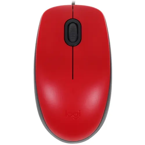Мышь Logitech M110 Silent Red (черно-красный, USB, оптика, 1000 dpi, 3 кл., 1.8 м, симметричный дизайн) [ 910-005489 ]