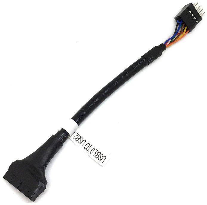 Кабель-переходник USB-порта Espada USB2.0 [ 10pinMto20pinF ] (черный, для подключения устройств с разъемом USB2 10-pin Female к разъему USB3 IDC 20-pi