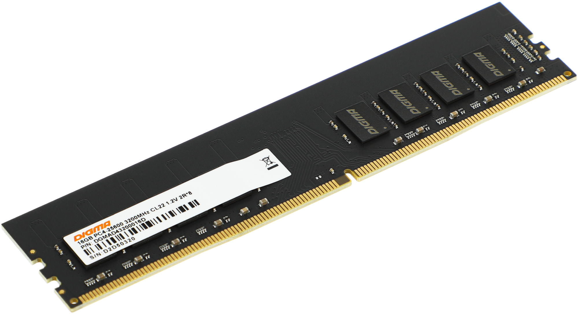 Память DIMM DDR4 16 GB (PC4-25600, 3200 MHz) Digma (1 шт x 16 ГБ, CL 22-22-22, 1.2 В, Dual rank x8, высота 30 мм) [ DGMAD43200016D ]