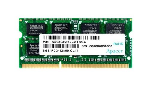 Память SODIMM DDR3 8 GB (PC3-12800, 1600 MHz) Apacer (1 шт x 8 ГБ, CL 11-11-11, 1.5 В, Single rank x8, высота 30 мм, Retail) [ AS08GFA60CATBGC/DS.08G2