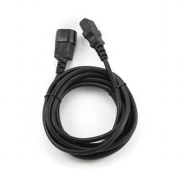 Удлинитель кабеля питания Gembird (C13 - C14, 5.0 м, черный, 10А, для подключения ПК/монитора к ИБП, VDE approved) [ PC-189-VDE-5M ]