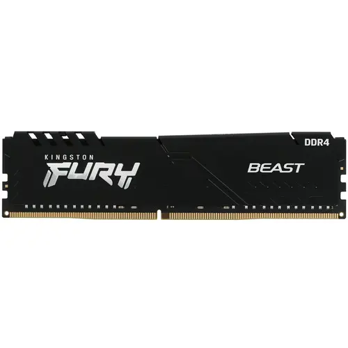 Память DIMM DDR4 16GB (PC4-25600, 3200MHz) Kingston FURY Beast Black (1шт x 16ГБ, CL 16-18-18, 1.35 В, Dual rank x8, высота 34 мм, черные НИЗКИЕ р