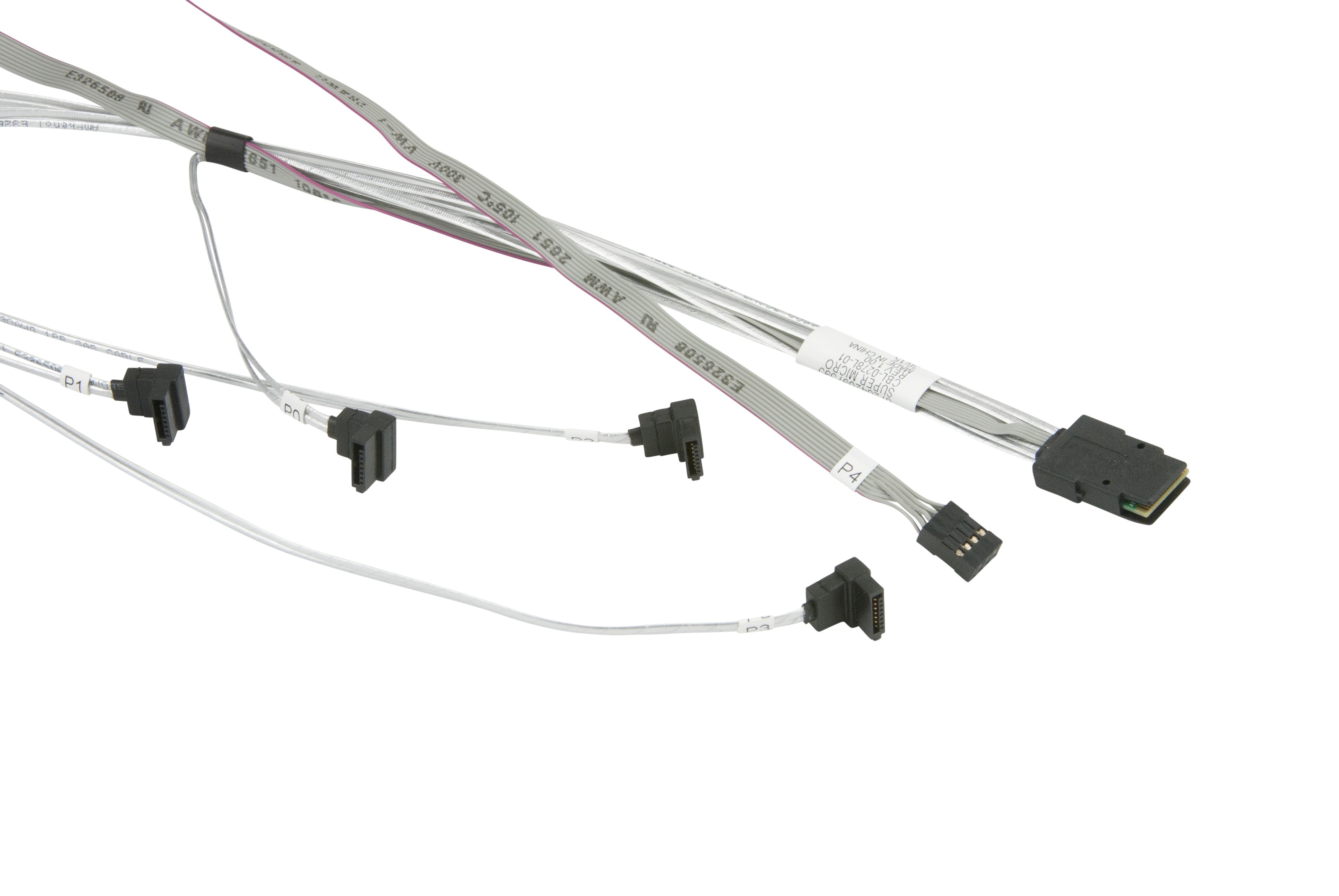 Кабель SUPERMICRO 64cm Mini-SAS (SFF-8087) to 4x SATA Internal Cable [ CBL-0278L ]