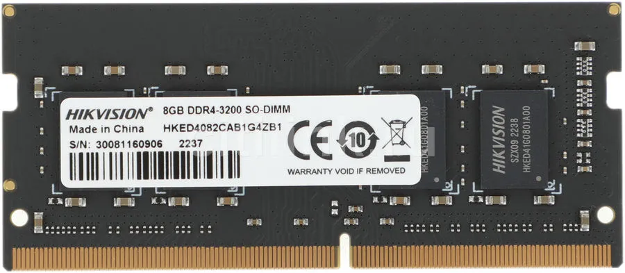 Память SODIMM DDR4 8 GB (PC4-25600, 3200 MHz) Hikvision  (1 шт x 8 ГБ, CL22, 1.2 В) [ HKED4082CAB1G4ZB1/8G ]