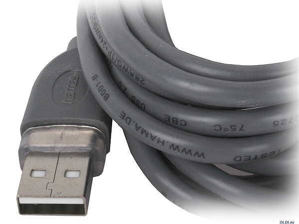 Кабель USB 2.0 HAMA H-45022 (USB Type A (male) - USB Type B (male), 3.0 м, серый, экранирование) [ 00045022 ]