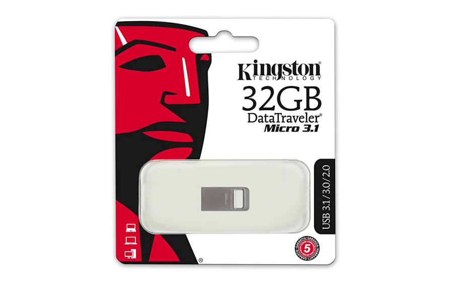 Флэш-накопитель 32 GB Kingston DataTraveler Micro 3.1 (серебристый, металл, 15 MB/s 100 MB/s 25x12x4.5 мм, микроформат, USB 3.0 Type-A) [ DTMC3/32GB ]