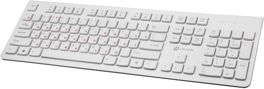 Клавиатура Oklick 505M (белый, USB, мембранная, 1.5 м, 104 кл., полноразмерная, slim) [ KW-1820 WHITE ]